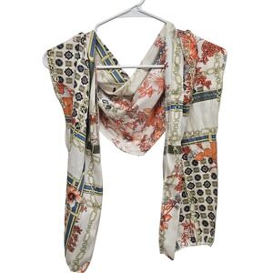 Designer Inspired Scarf Floral Chain Print Square Silk Like Fashion Accessory